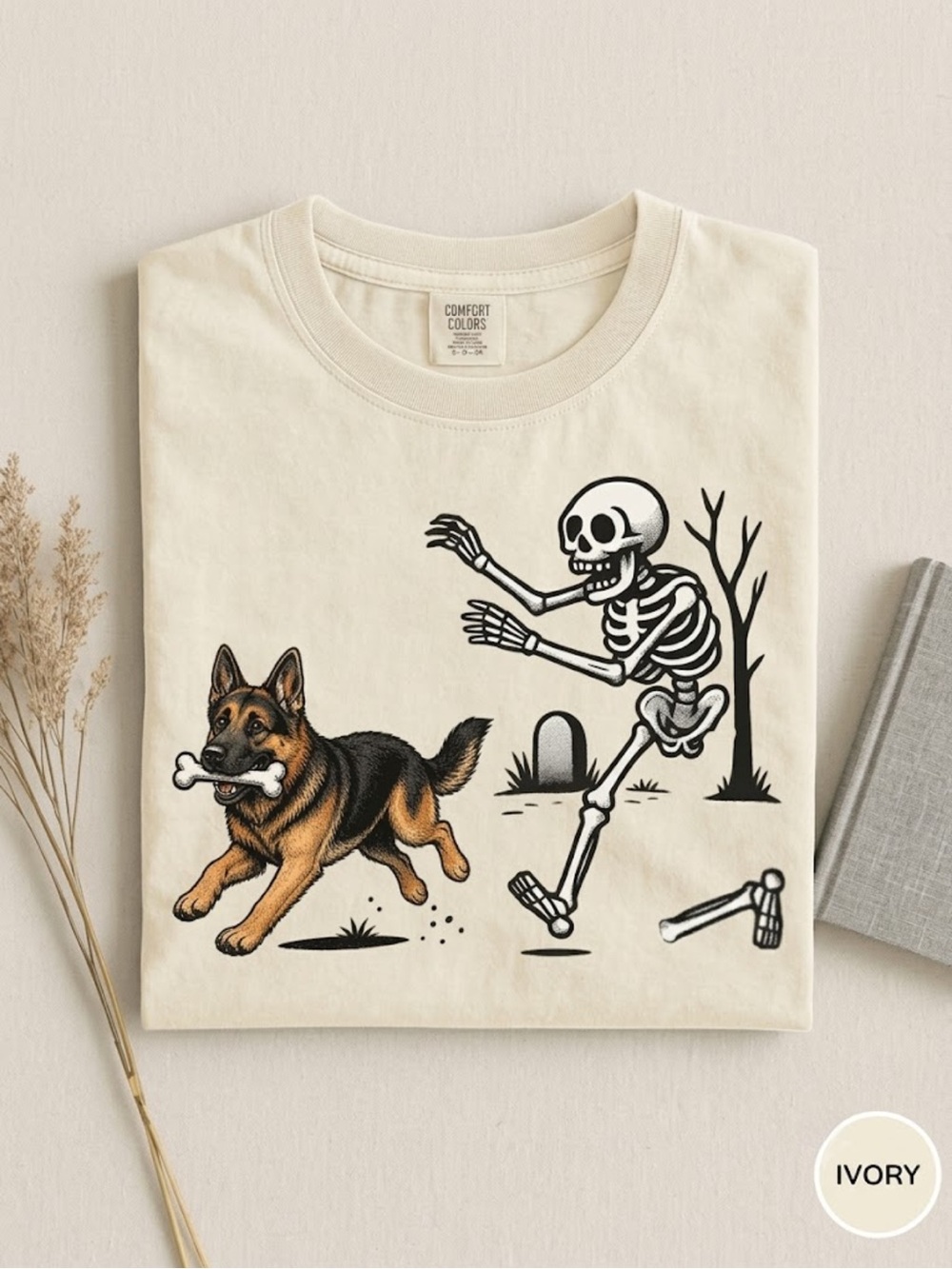 Comfort Colors Dog & Skeleton Graphic Tee - Ivory